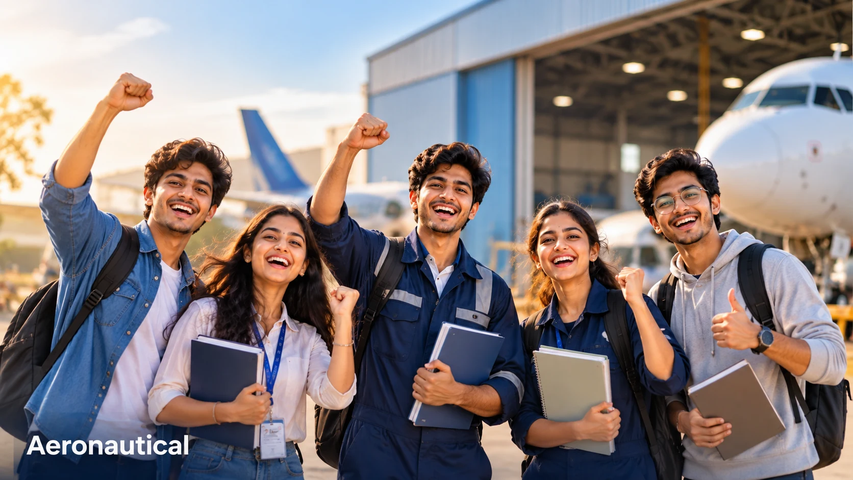 Aeronautical students at an aviation campus
